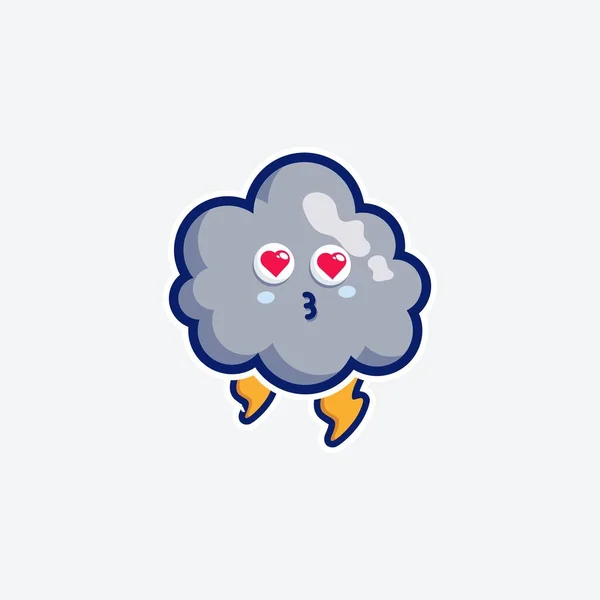 Jeu Caractères Mignon Bundle Mascotte Sticker Design Cloud Pour Les — Image vectorielle