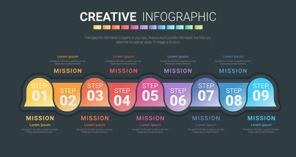 Infographic Design Template Met Nummers Optie Voor Presentatie Infographic Timeline — Stockvector