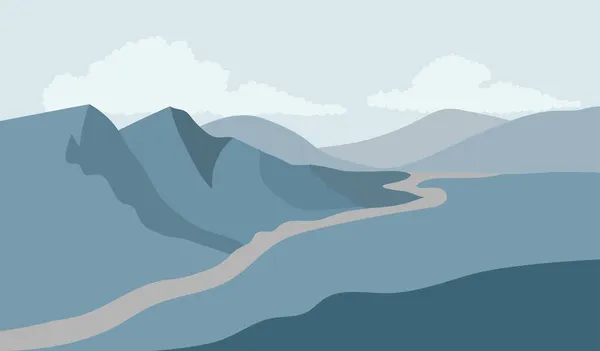 平らなスタイルで山の風景です 自然壁紙は ミニマリストで多角形的なコンセプトです — ストック写真