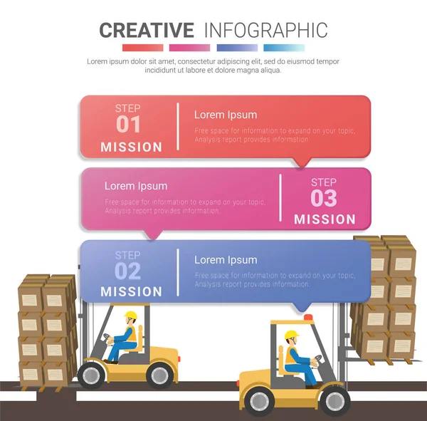 Infografiken Für Die Logistik Lager Und Lagerausrüstung Fertigvorlage Für Workflow — Stockvektor
