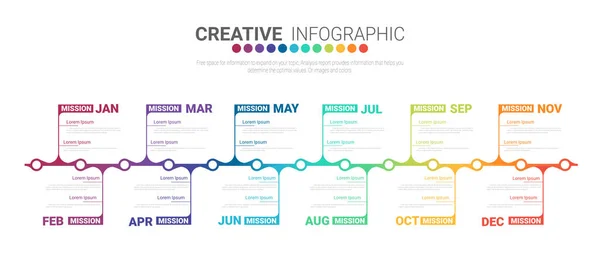 Negócios Linha Tempo Para Meses Design Elementos Infográficos —  Vetores de Stock