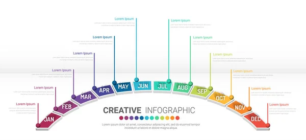 Eléments Infographie Design Demi Cercle Pour Tous Les Planificateurs Mois — Image vectorielle