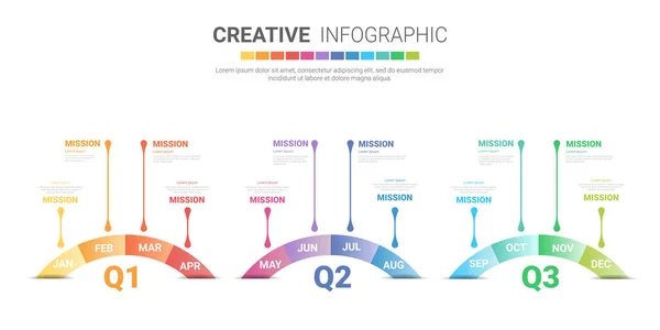 Zeitachsenpräsentation Für Monate Jahr Zeitachseninfografik Design Vektor Und Präsentationsgeschäft Können — Stockvektor