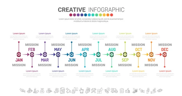 Échéancier Pour Mois Infographie Tout Mois Conception Planificateur Présentation Des — Image vectorielle