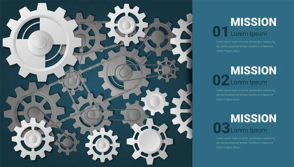 Gears Dişlileri Infographic Şablonu Mühendislik Teknolojisi Ilerlemesi Kurma Vektör Konsepti — Stok Vektör