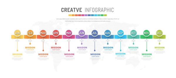 Linha Tempo Para Ano Meses Infográficos Todo Mês Planejador Design —  Vetores de Stock