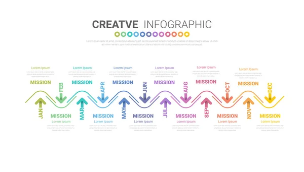 Präsentation Business Infografik Vorlage Für Monate Jahr Kann Für Business — Stockvektor