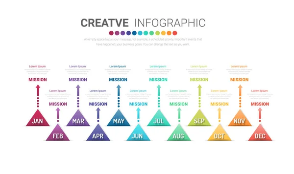 Planejador Ano Meses Ano Vetor Design Infográficos Linha Tempo Negócios —  Vetores de Stock