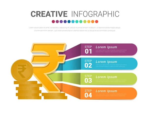 Indie Rupee Infographic Template Ready Template Workflow Layout Banner Number — Stockový vektor
