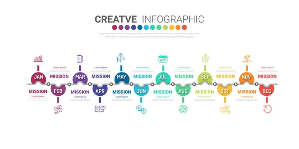 Infographic Template Business Modern Timeline Diagram Calendar Arrows Design Presentation —  Vetores de Stock