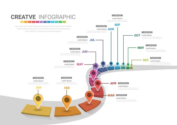 Zeitachse Geschäft Für Monate Infografik Element Design Und Präsentation Kann — Stockvektor