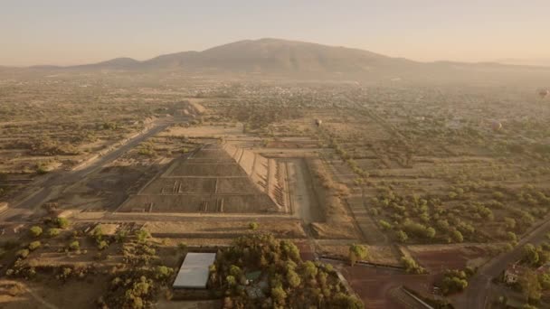 Bela Vista Aérea Pirâmide Sol Com Nascer Sol Balões Teotihuacan — Vídeo de Stock