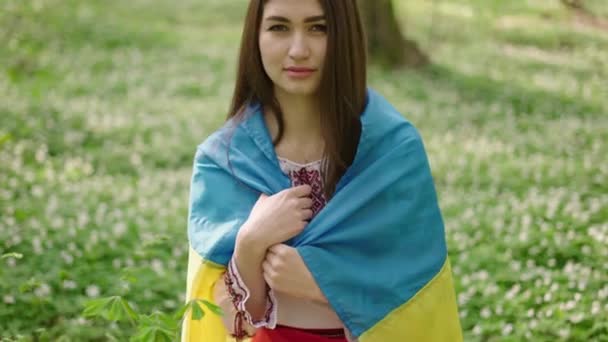 Shot Van Jonge Mooie Oekraïense Vrouw Vyshyvanka Oekraïense Nationale Kleding — Stockvideo