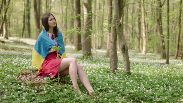 Постріли Молодої Вродливої Української Жінки Народному Одязі Вишванка Українець Вона — стокове відео