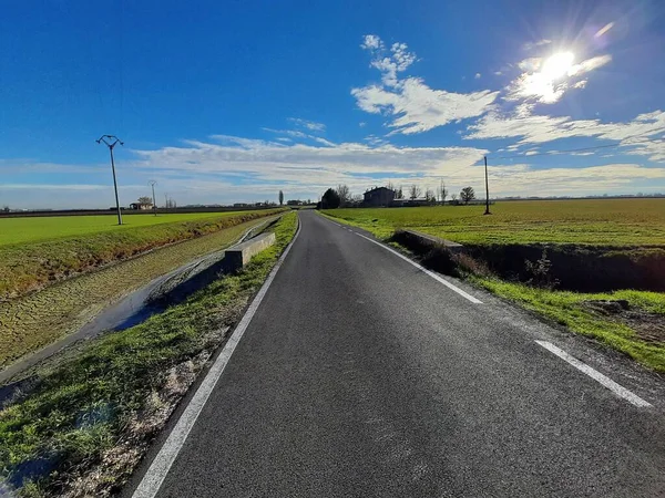 Une Route Est Une Voie Linéaire Pour Transport Circulation Qui — Photo