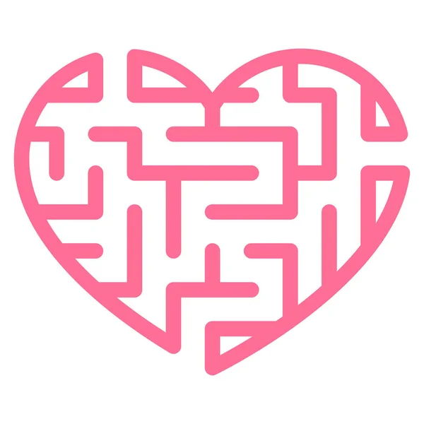 Heart Labyrinth Happy Valentine Day Concept Pink Maze Heart Isolated — Stock Vector