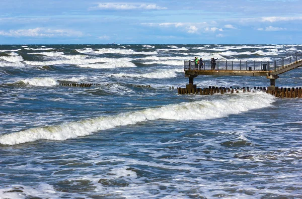 Rusya Nın Kalininingrad Bölgesindeki Svetlogorsk Baltık Denizi Manzarası Eski Dalgalı Stok Fotoğraf