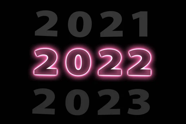 Illustration Nouvelle Année Concept 2022 Design Avec Texte Rose Néon — Photo