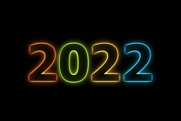 Illustratie Nieuwjaar Concept 2022 Ontwerp Met Tekstkleur Neon — Stockfoto