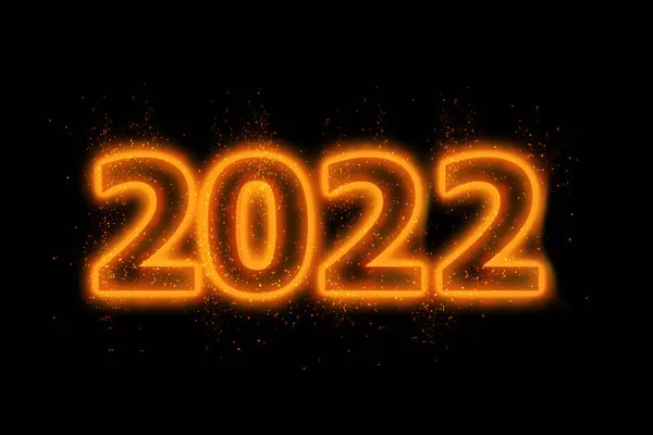 Illustration Neujahrskonzept 2022 Design Mit Text Orange Neon — Stockfoto