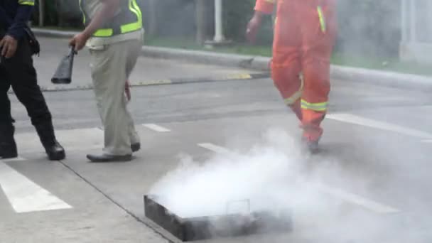 Bangkok Thailand Oktober 2021 Gemeinschaftsfeuerwehrübung Chatuchak Bangkok Thailand — Stockvideo