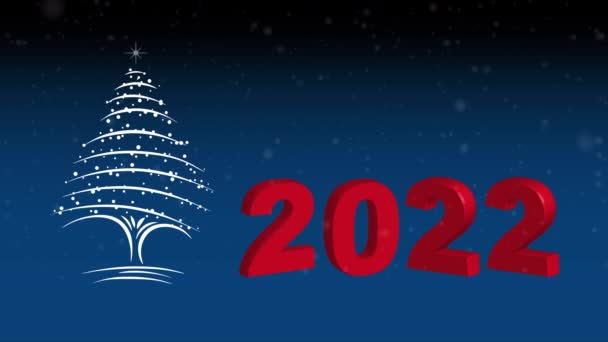 Vrolijk Kerstfeest Gelukkig Nieuwjaar Concept Sneeuw Het Jaar 2022 — Stockvideo