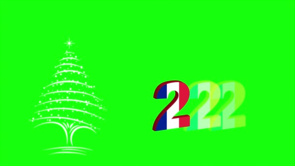 Концепция Новым Годом Рождеством Христовым Зеленом Экране Флаг Франции 2022 — стоковое видео