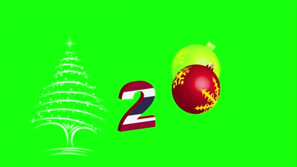 Merry Christmas Happy New Year Concept Green Screen Thailand Flags — Stock Video