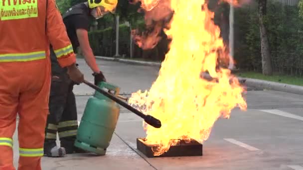 Bangkok Thailand Oktober 2021 Gemeinschaftsfeuerwehrübung Chatuchak Bangkok Thailand — Stockvideo