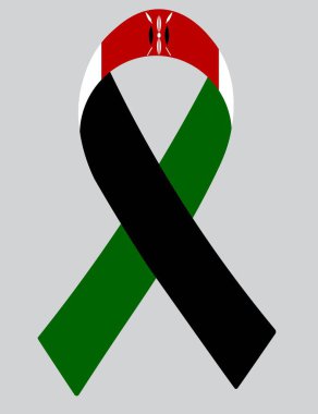3D Flag of Kenya on a fabric ribbon.