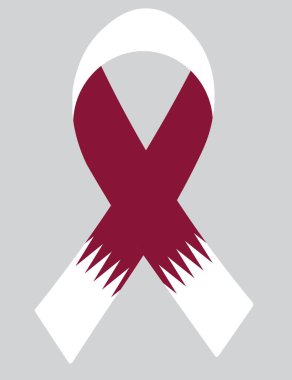 3D Flag of Qatar on a fabric ribbon.