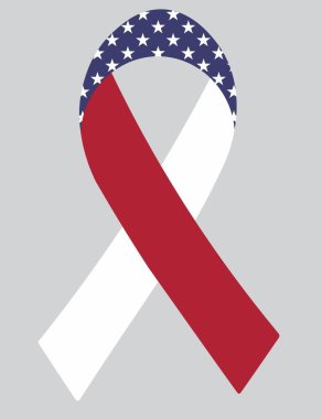 3D Flag of United States of America on a fabric ribbon.