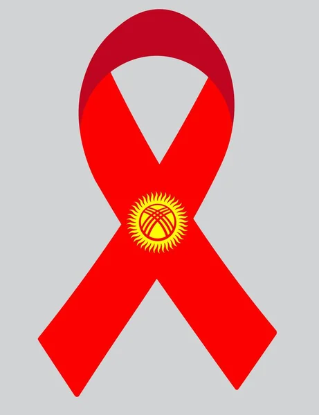 Flag Kyrgyzstan Fabric Ribbon — ストックベクタ