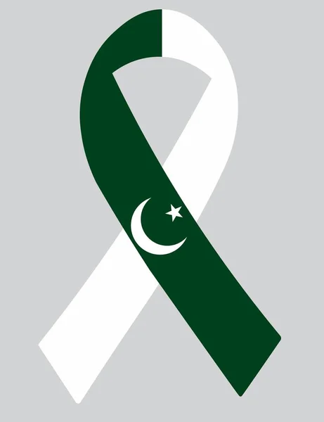 Flag Pakistan Fabric Ribbon — 스톡 벡터