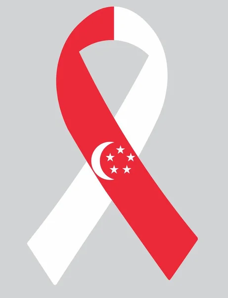 Flag Singapore Fabric Ribbon — ストックベクタ