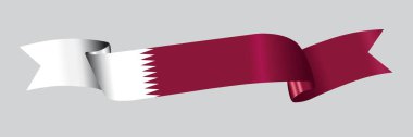 3D Flag of Qatar on a fabric ribbon.