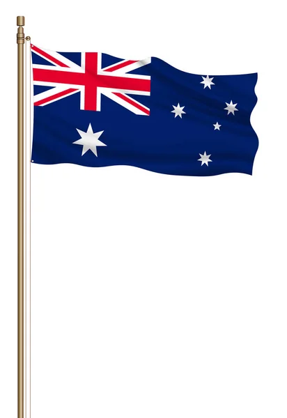 Flag Australia Pillar Blown Away Isolated White Background — Foto de Stock