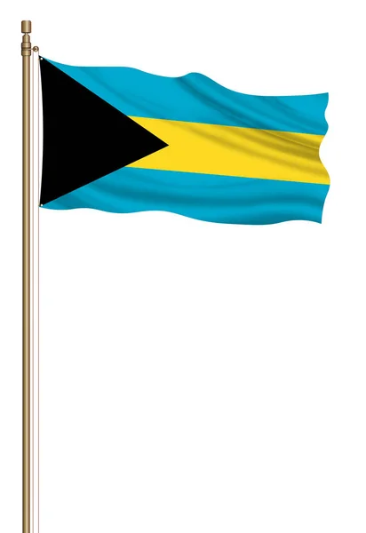 Flag Bahamas Pillar Blown Away Isolated White Background — Zdjęcie stockowe