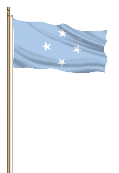 Flag Federated States Micronesia Pillar Blown Away Isolated White Background — Stock Photo, Image