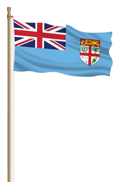 Flag Fiji Pillar Blown Away Isolated White Background — Stockfoto