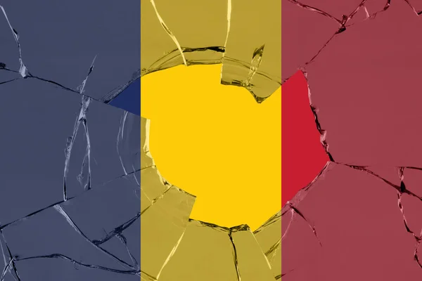 Flag Chad Glass Breakage Background — Φωτογραφία Αρχείου