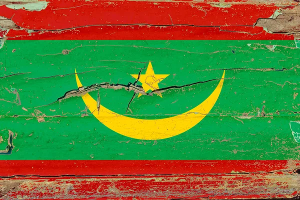 Flag Mauritania Old Wood Wall Background — Photo