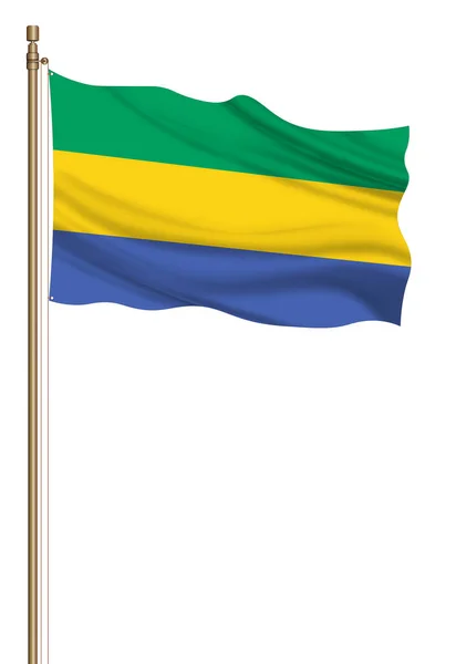 Flag Gabon Pillar Blown Away Isolated White Background — 스톡 사진