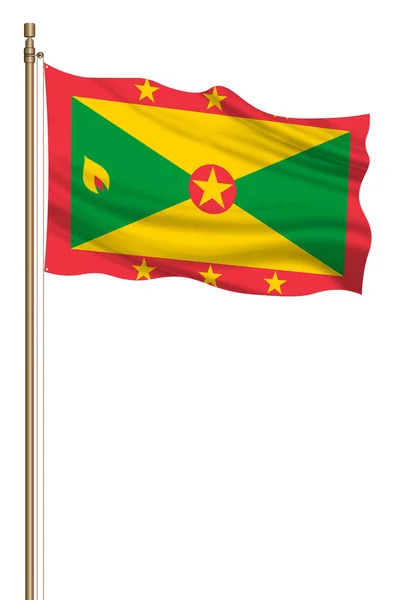 Flag Grenada Pillar Blown Away Isolated White Background — Stockfoto