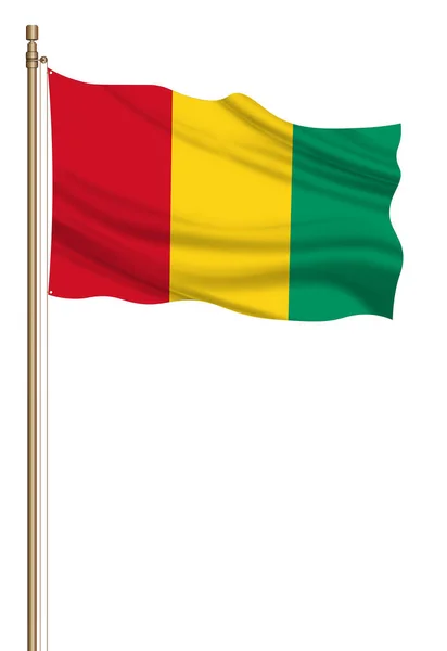 Flag Guinea Pillar Blown Away Isolated White Background — Photo