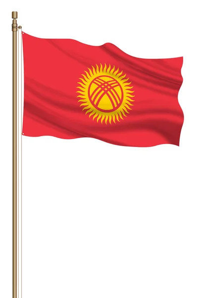 Flag Kyrgyzstan Pillar Blown Away Isolated White Background - Stock-foto