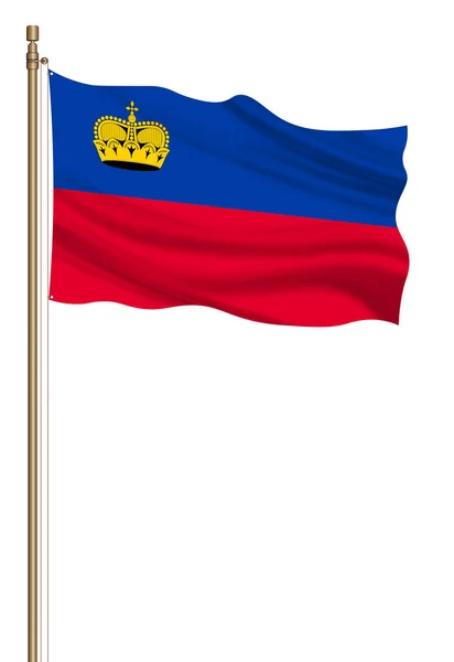 Flag Liechtenstein Pillar Blown Away Isolated White Background — ストック写真