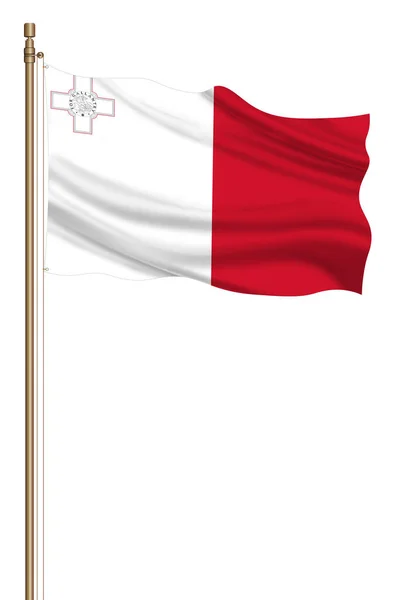 Flag Malta Pillar Blown Away Isolated White Background — 스톡 사진