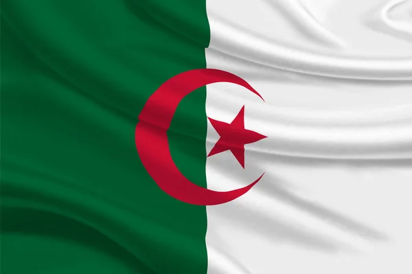 Flag Algeria Wrinkled Fabric Background — Foto de Stock