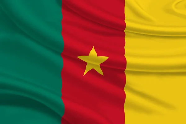 Flag Cameroon Wrinkled Fabric Background — Fotografia de Stock